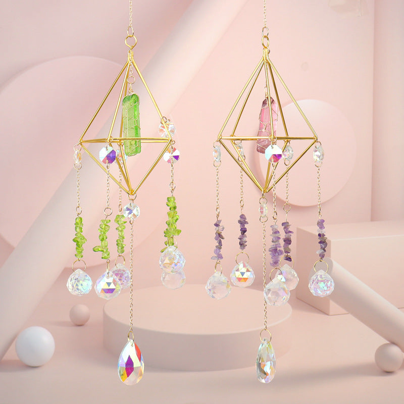 zensoullab Crystal Sun Catcher Air Rack Natural Crystal Column Lamp Prism Pendant Crystal Hanging Garden Decoration