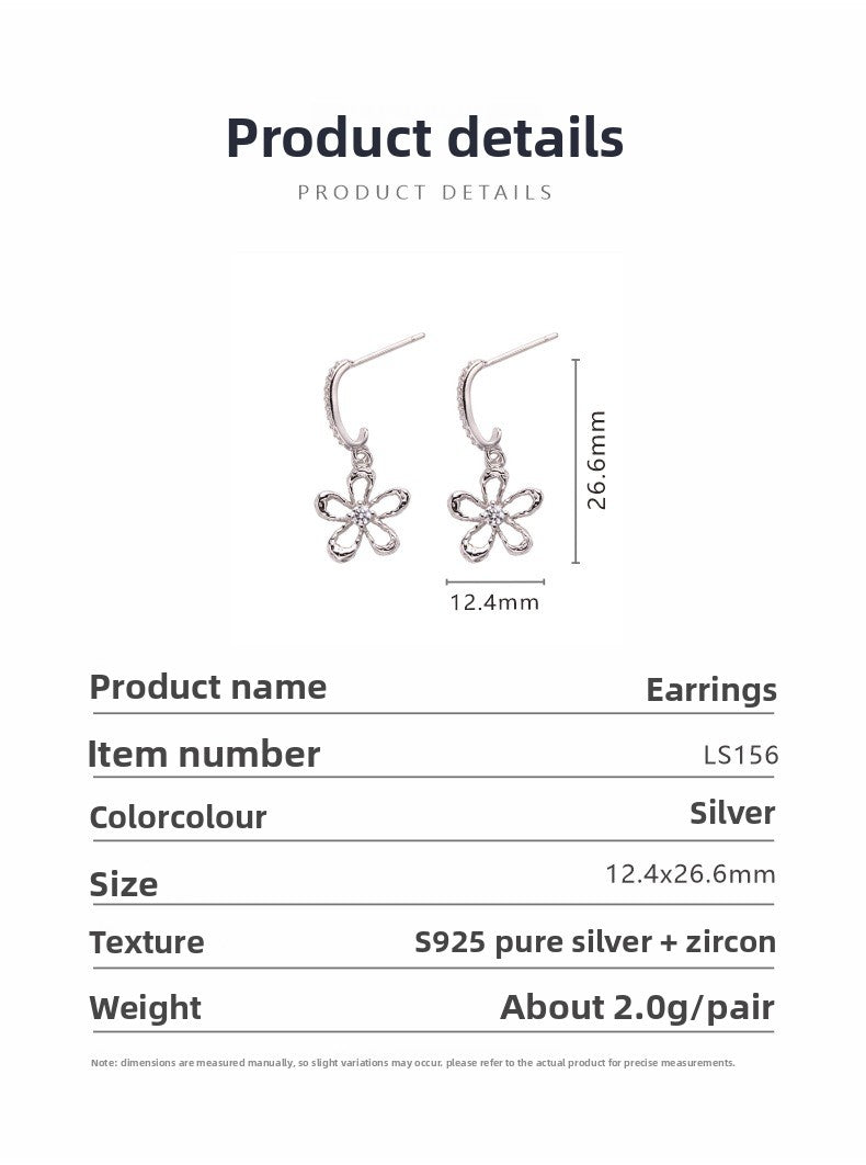 zensoullab Korean Version S925 Sterling Silver Zircon Colorful Gemstone Collarbone Chain Fashion Sweet Hollow Small Flower Pendant Necklace for Women