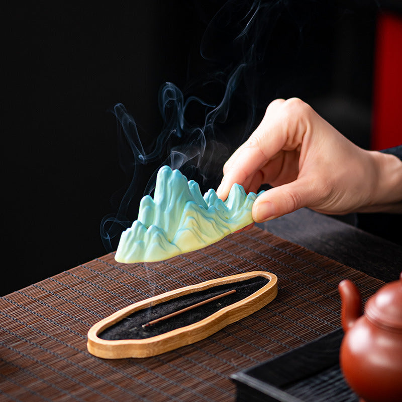 zensoullab Ceramic Incense Burner Chinese Style Incense Burner Sandalwood Agarwood Incense Holder Incense Stick Zen Home Indoor Incense Home Decoration