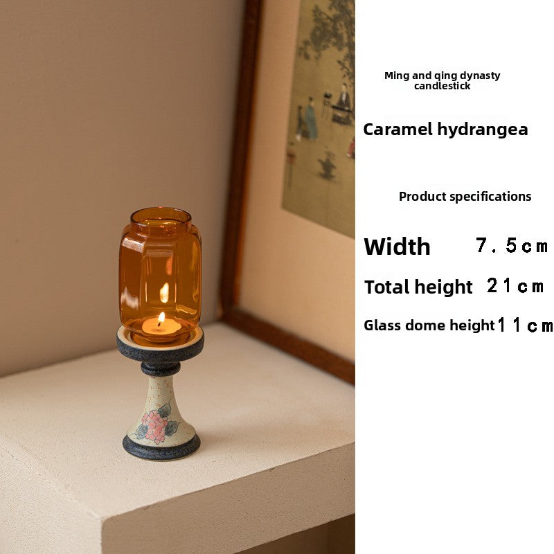 zensoullab Ming and Qing Hand-painted Blue and White Firestone Red Aromatherapy Candle Candle Holder Ornament Zen Ceramic Tea Ceremony Accessories Tea Room Atmosphere Lamp