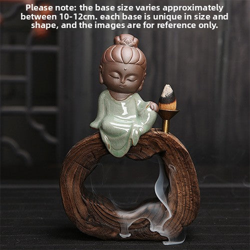 zensoullab Yunshang Tea Pet Ornament Creative Little Monk Purple Clay Backflow Incense Burner Tea Set Accessories Home Office Art Ornament