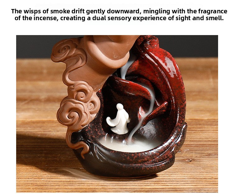 zensoullab Exclusive New Purple Clay Backflow Incense Burner Zen Lotus Buddha Hand Zen Heart Backflow Incense Burner Home Decor