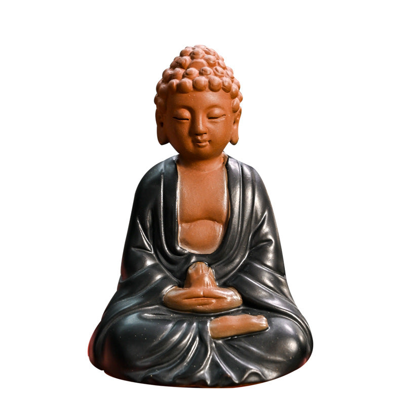 zensoullab Creative Purple Clay Little Buddha Tea Pet Tea Play Tea Tray Accessories Can Cultivate Zen Buddha Statue Ornament Ensure Safety Car Decoration