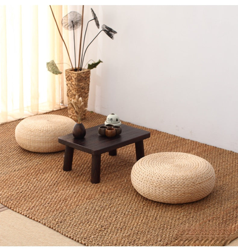 zensoullab Woven Seat Cushion Floor Tatami Mat Thickened Round Japanese Style Meditation Zen Mat Balcony Bay Window Mat