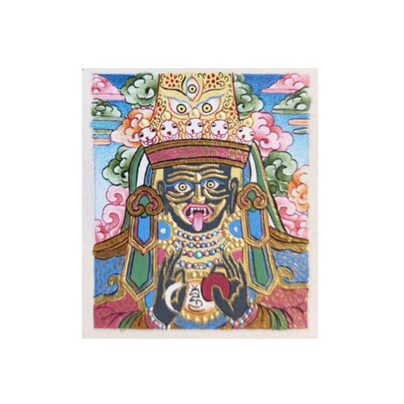 zensoullab Nepal Hand-painted Zaki Ram Female God of Wealth Rejong Tibetan Thangka Painting Core God of Wealth Card Amulet Portable