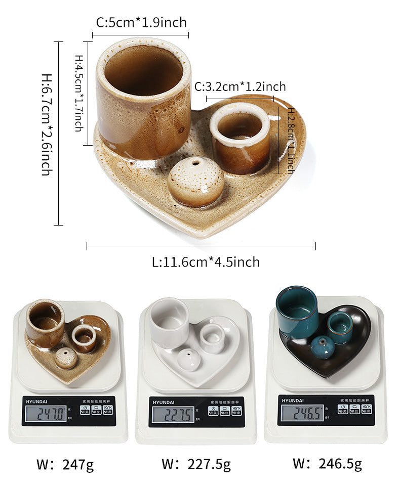 Sacred Wood Sage Holder Ins Creative Simple Incense Tray Aromatherapy Burner Heart Ceramic American Style Decoration Incense Insert Tray