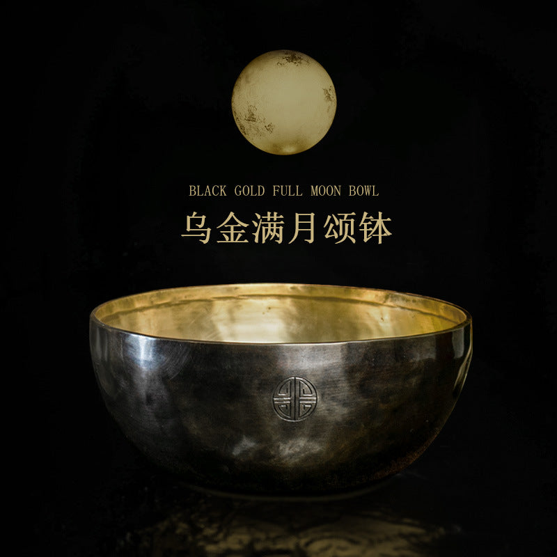 Zensoullab Nepal Handmade Buddha Bowl Xizang Himalaya Bowl Ugyen Double Color Full Moon Himalaya Bowl Copper Chime Stone Yoga Healing Meditation Himalaya Bowl