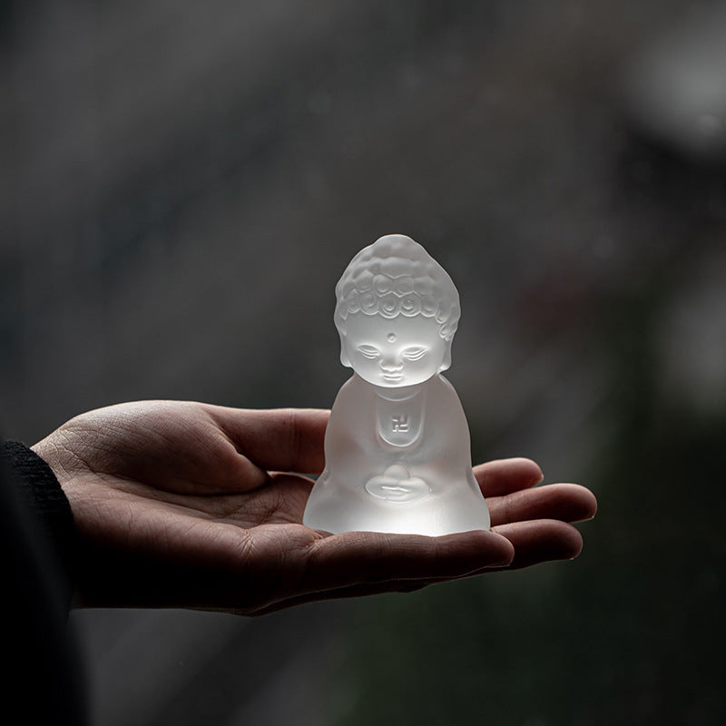 zensoullab Ancient Glazed Little Monk Tea Pet Ornament Zen Glass Buddha Figurine Kung Fu Tea Set Tea Tray Accessories