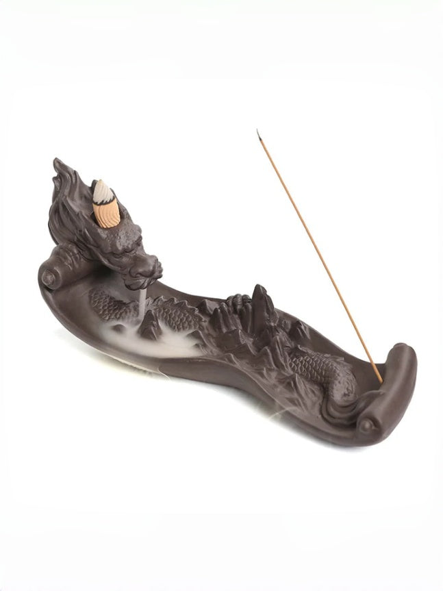 zensoullab Purple Clay Backflow Incense Burner Large Dragon Ornament Creative Chinese Dragon Mountain Water Backflow Incense Burner Ornament