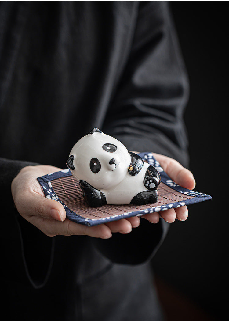 zensoullab Creative Cute Panda Hand-painted Ceramic Ornament Tea Pet Home Indoor Sandalwood Incense Holder Incense Tray Incense Stand
