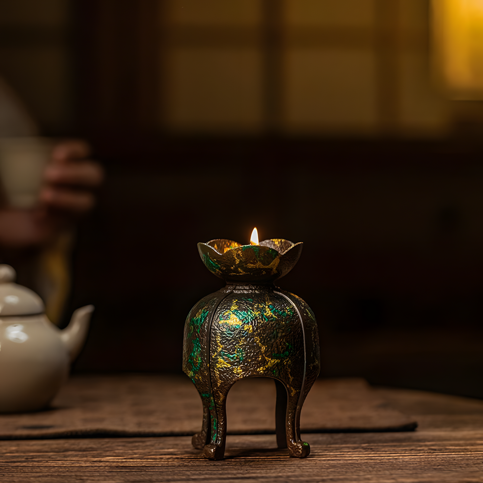 Zensoullab "Lotus Flame" Brass Candle Holder | Meditation & Mindfulness Lamp Stand