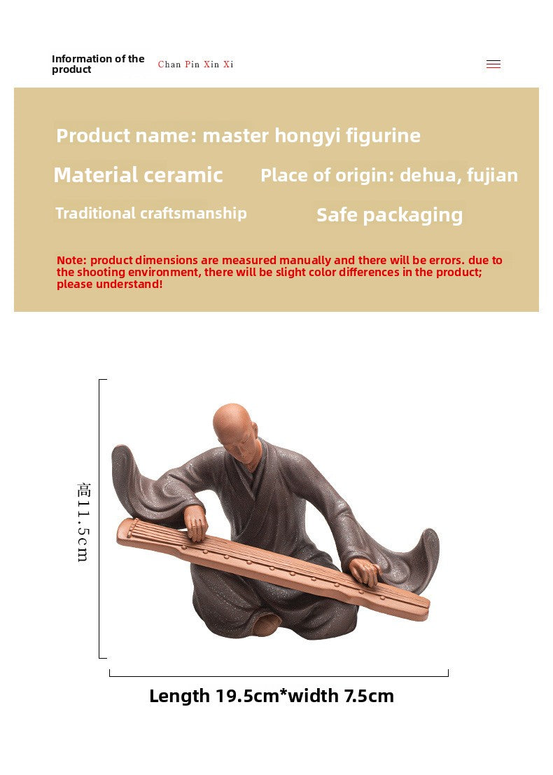 zensoullab Zen Style Chinese Living Room Purple Clay Little Monk Creative Ornament Ceramic Figure Study Entrance Hall Display Shelf Fish Tank Decoration