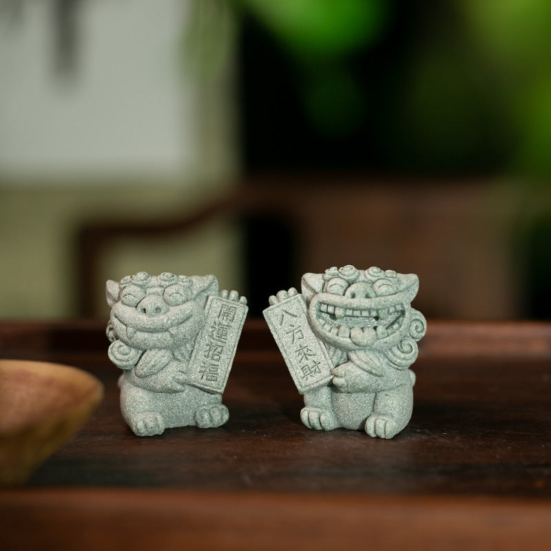 zensoullab Chinese Style Fortune-Bringing Lucky Beast Lion Desktop Creative Home Decoration Tea Pet Fish Tank Landscape Ornament Decoration