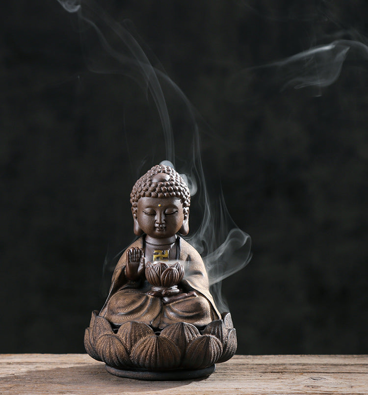 zensoullab Creative Ceramic Incense Burner Tea Ceremony Aromatherapy Burner Accessories for Home Living Room Indoor Air Purification Zen Buddha Ornament