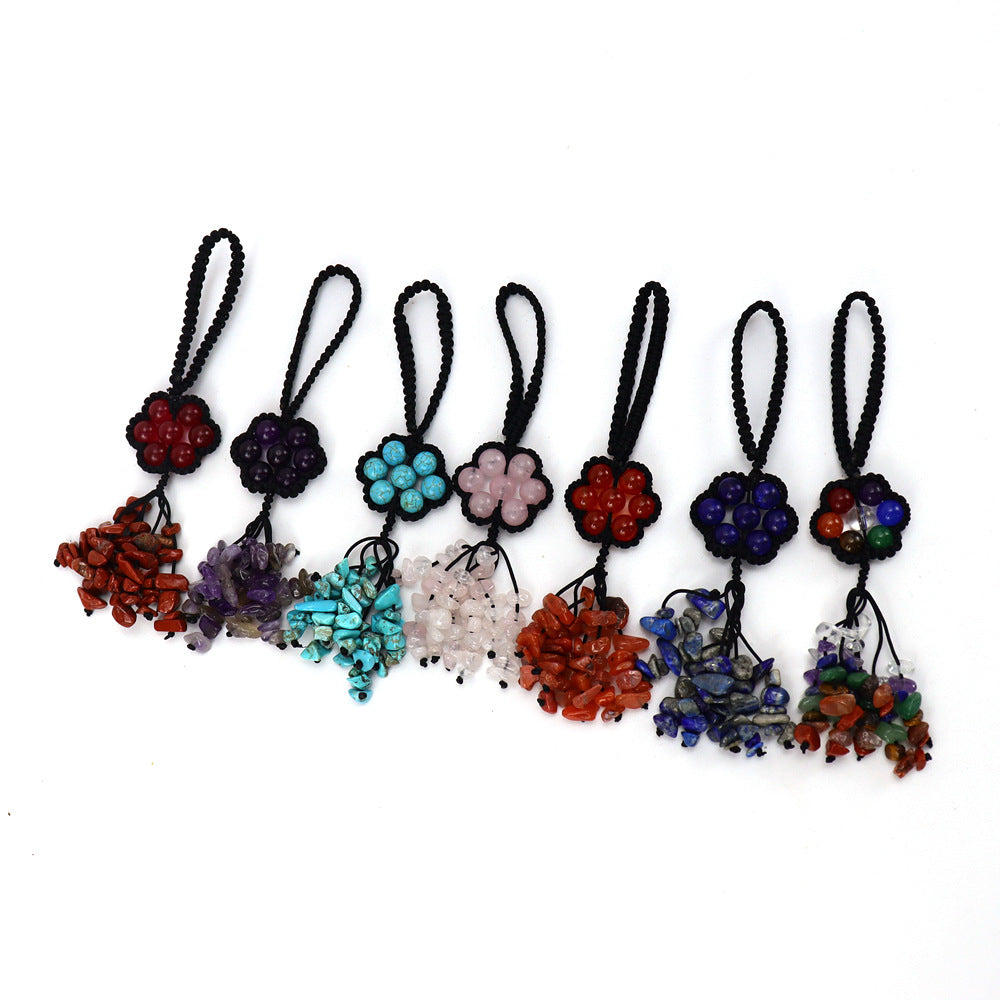 zensoullab Handmade Woven Crystal Colorful Round Bead Pendant Keychain Bag Pendant Car Hanging Ornament