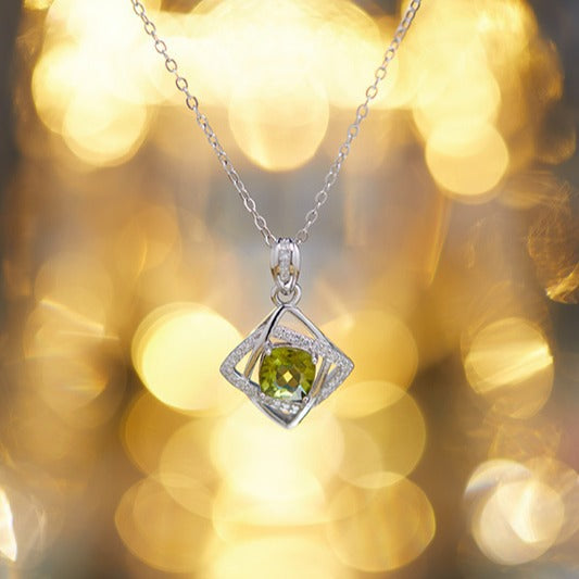 zensoullab Japanese and Korean Style Fashion Simple Pendant S925 Sterling Silver Inlaid Natural Peridot Necklace for Women Hot Selling Jewelry