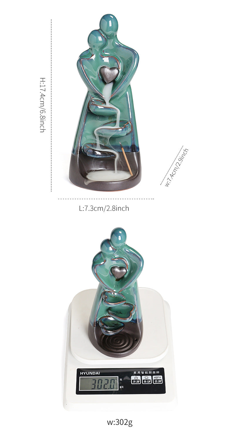 Ceramic Backflow Incense Burner Home Decor Ornament Creative Double-Sided Backflow Incense Burner