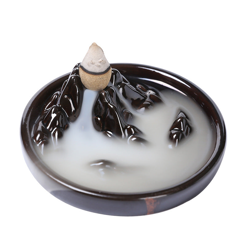 zensoullab Ceramic Mountain Water Backflow Incense Burner Creative Backflow Incense Burner Ornament