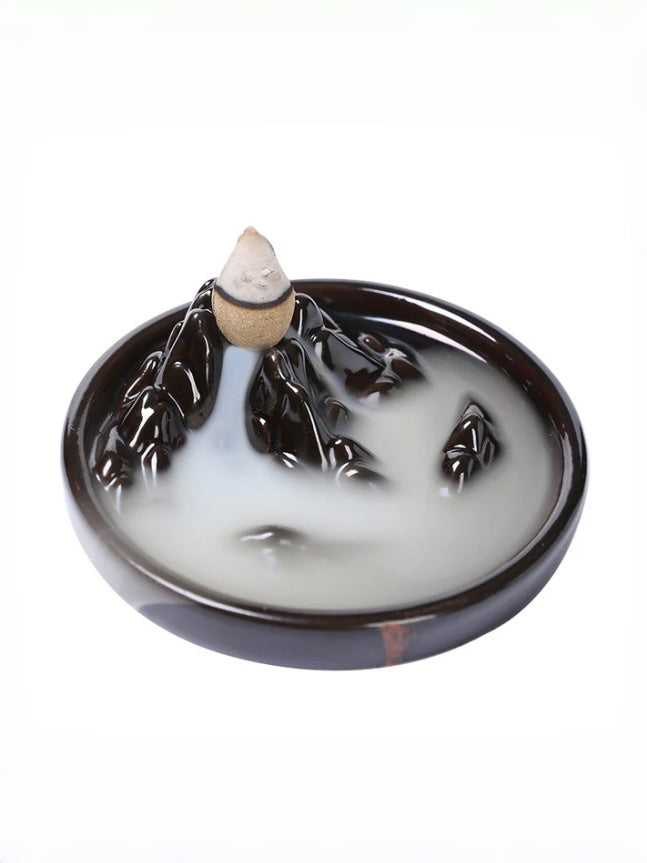 zensoullab Ceramic Mountain Water Backflow Incense Burner Creative Backflow Incense Burner Ornament