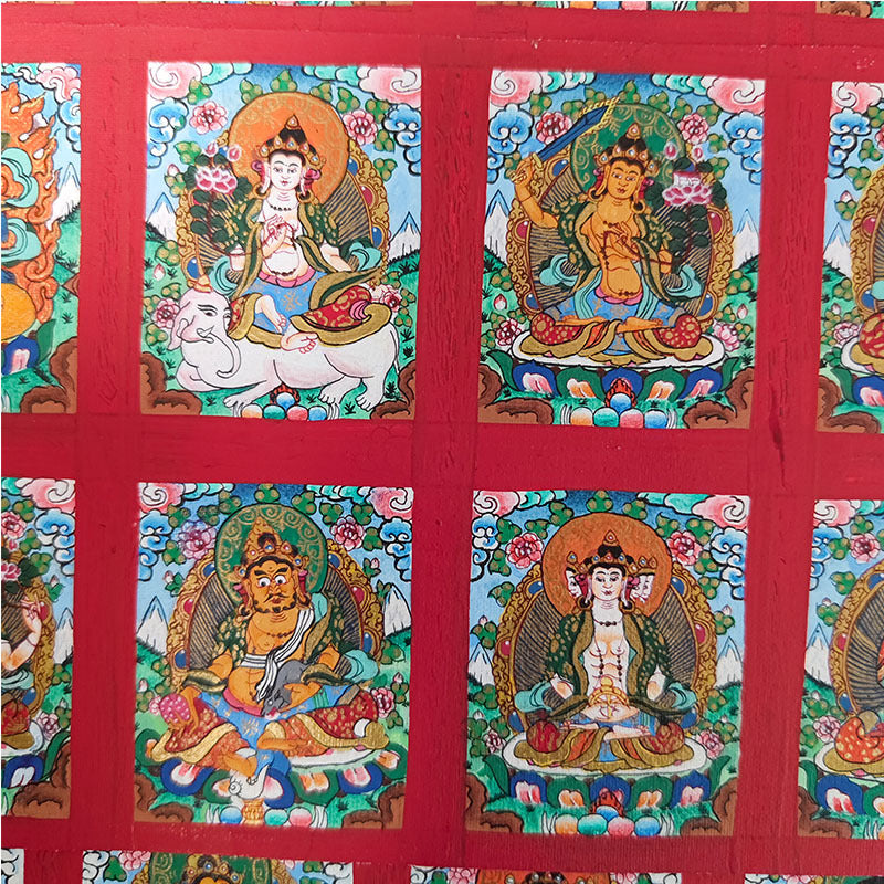 zensoullab Nepal Hand-painted Thangka Zodiac Guardian Buddha Manjushri Yellow God of Wealth Green Tara Gau Box Small Thangka Pendant