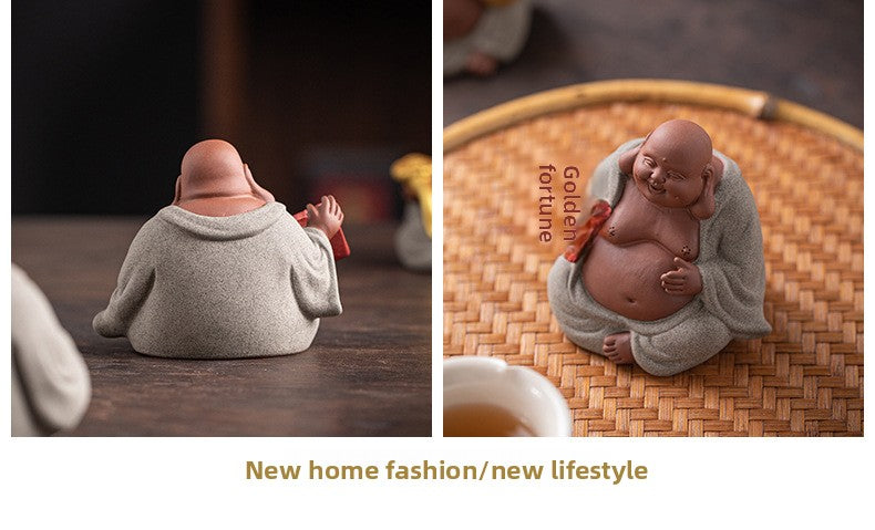 zensoullab Zen Style Chinese Five Blessings Maitreya Fortune Prosperity Longevity Happiness Wealth Smiling Buddha Desktop Small Ornament Creative Home Tea Room Tea Pet