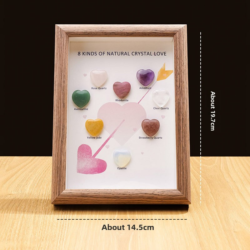 zensoullab Natural Colorful Crystal Heart Photo Frame Merkaba Crystal Stone DIY Home Hanging Decoration Desktop Ornament