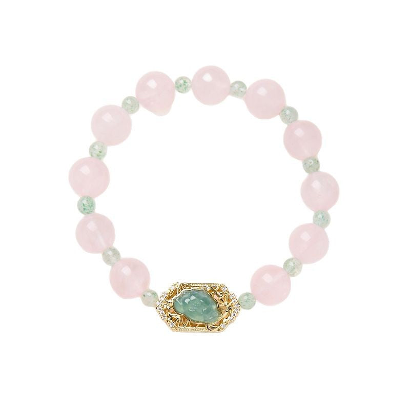 Zensoullab Natural 10mm Pink Crystal Bracelet Female Blue Water Jade Huapai Yunshuiyao New Chinese Bracelet