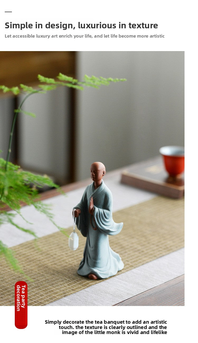 zensoullab Purple Clay Zen Buddhist Little Monk Figurine Creative Ceramic Character Home Living Room Tea Room Tea Pet Desktop Decoration