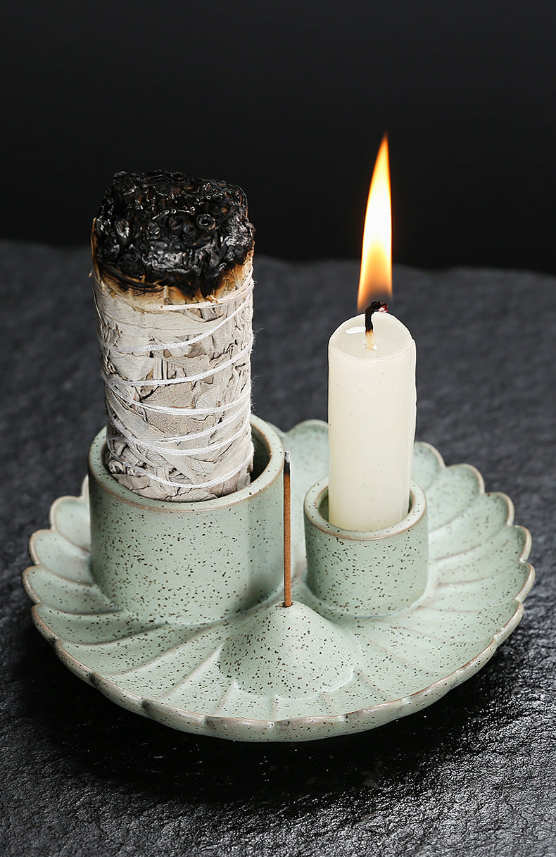 Peruvian Sacred Wood Tray Sage Tray Sacred Wood Stand Candle Holder Candle Tray Incense Burner Ceramic