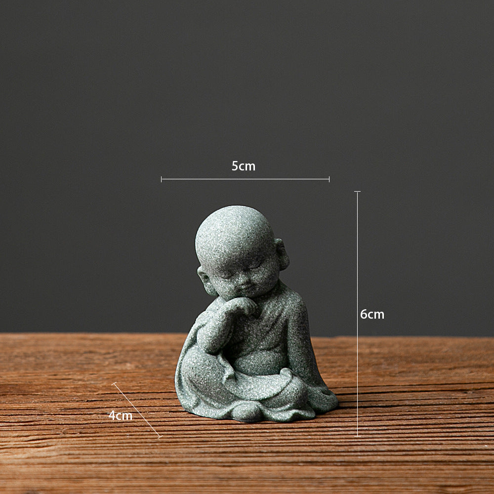 zensoullab New Chinese Zen Style Little Monk Tea Pet Small Buddha Statue Ornament Little Novice Fish Tank Landscaping Potted Plant Decoration Display