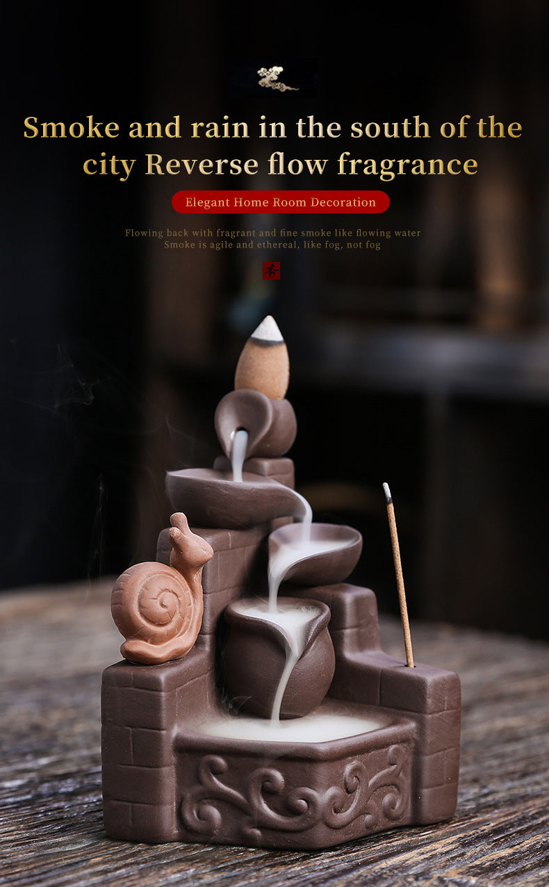 zensoullab Purple Clay Backflow Incense Burner Craft Ornament Creative Animal Sandalwood Backflow Incense Burner Home Decoration