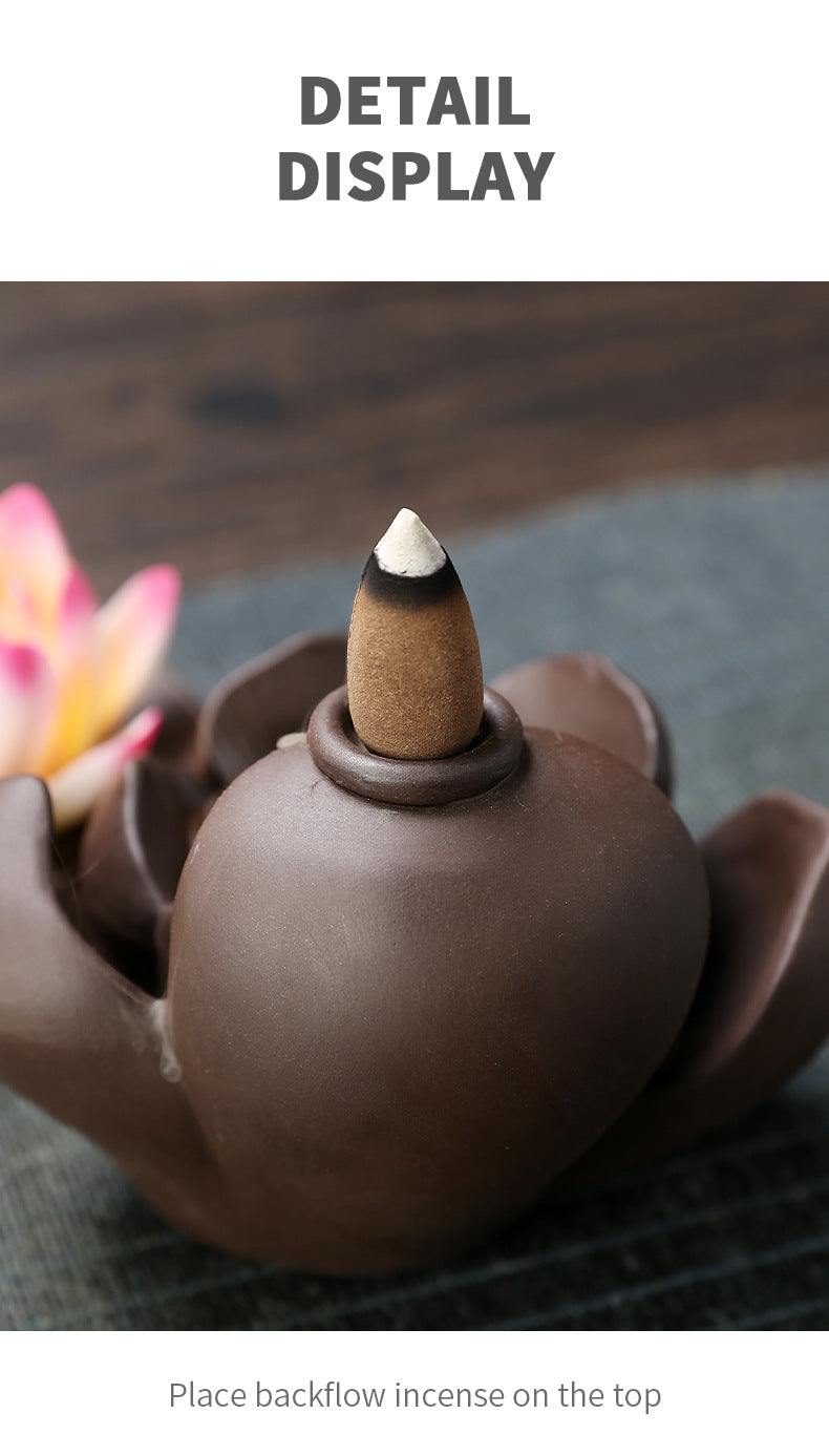 Jingchen Purple Clay Backflow Incense Burner Zen Buddha Hand Sandalwood Burner Home Indoor Aromatherapy Burner Large Incense Creative Ornament