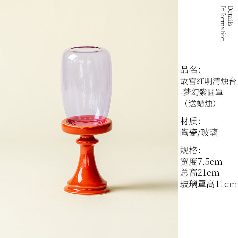 zensoullab Bamboo Leaf Green Ming Qing Candle Holder Glass New Chinese Style Aromatherapy Candle Tea Room Atmosphere Small Candle Holder Tea Ceremony Ornament