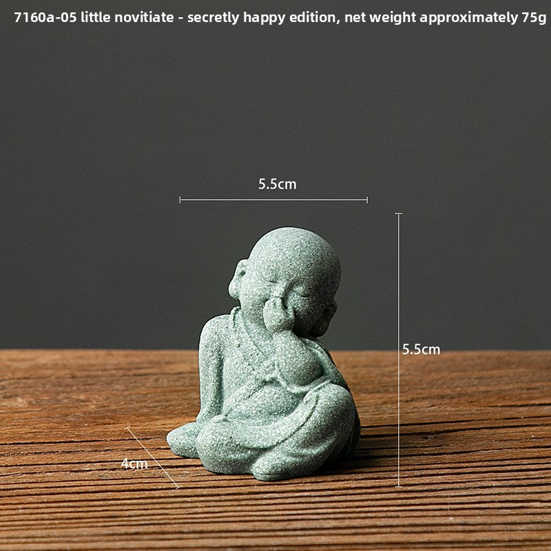 zensoullab Green Sandstone Buddha Statue Ornament Micro Landscape Fish Tank Landscaping Rockery Bonsai Living Room Zen Tea Tabletop Stone Small Sitting Buddha