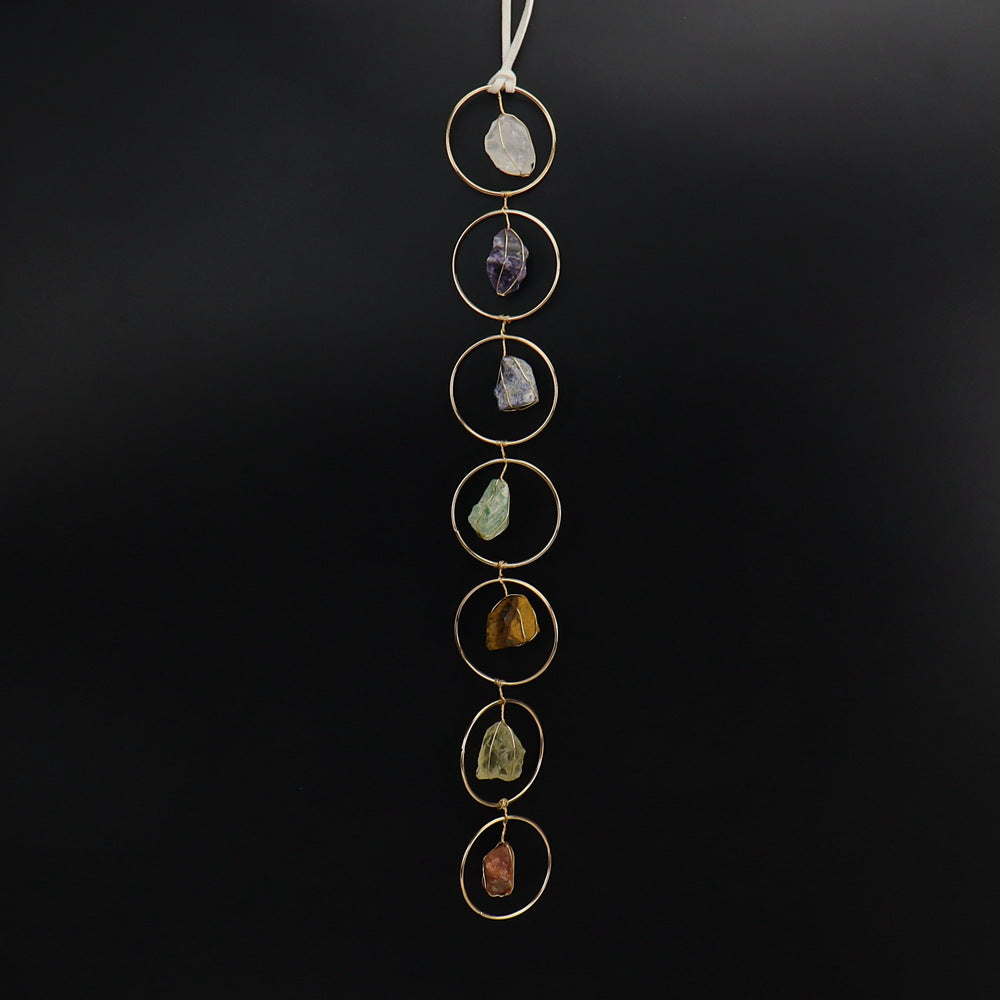 zensoullab Natural Crystal Raw Stone Wind Chime Handmade Pendant Gemstone Wind Chime Hanging Ornament Crystal Window Home Garden Decoration