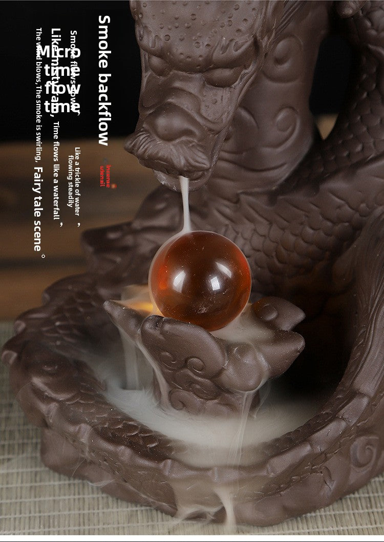 zensoullab Backflow Incense Burner Ceramic Zisha Xianglong Prosperous Home Tea Ceremony Office Creative Craft Ornament