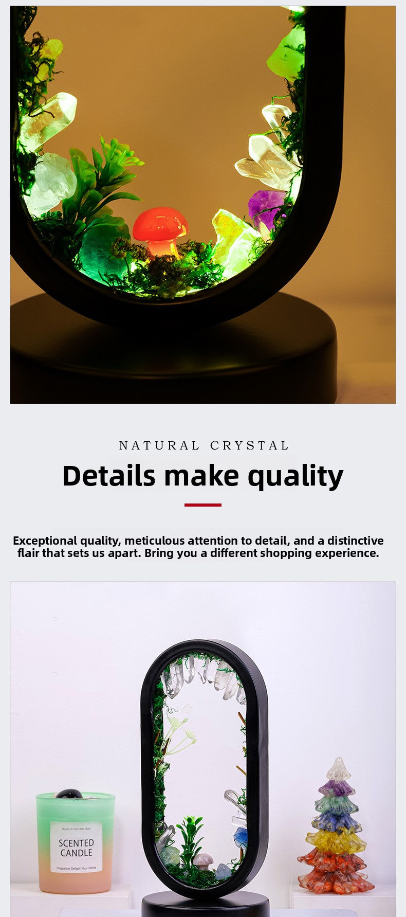 zensoullab Natural Crystal Raw Stone Oval Forest Mushroom Lamp Home Decoration Atmosphere Night Light Bedside Lamp Ornament