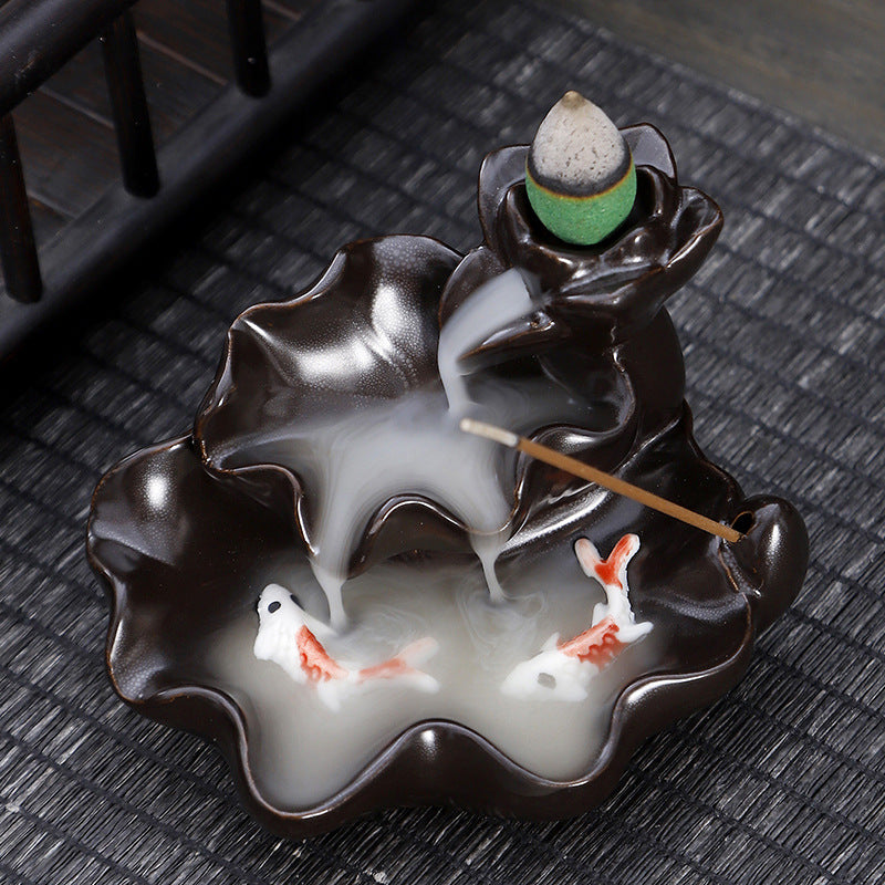 zensoullab Backflow Incense Burner Creative Home Decor Ceramic Burner Craft Pisces Backflow Kiln Change Ornamental Special Offer
