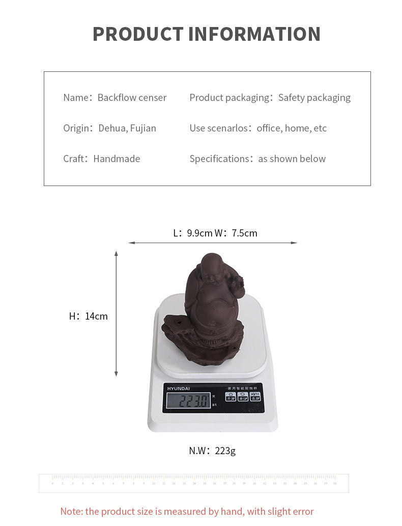 zensoullab New Purple Clay High Mountain Water Flow Backflow Waterfall Incense Burner Creative Maitreya Buddha Sandalwood Backflow Incense Burner Ornament