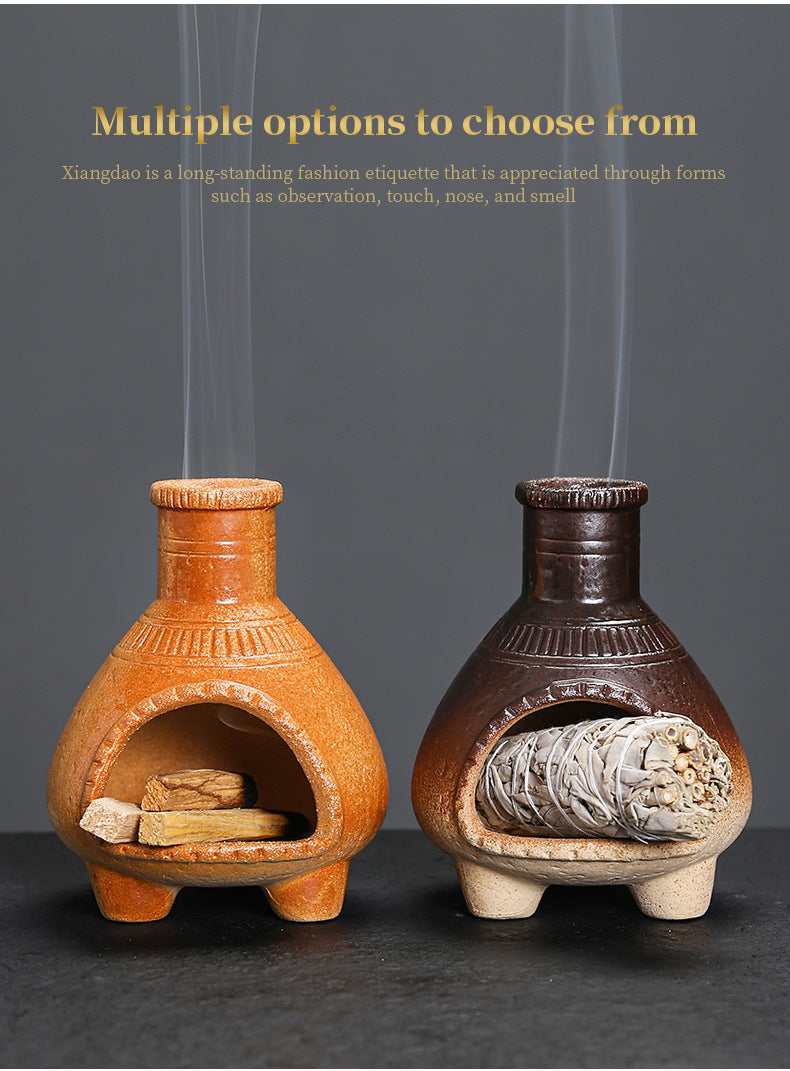 Ceramic Aromatherapy Burner Sage Incense Burner Mini Home Small Wall Stove Heat Resistant Can Be Burned with Open Flame Holy Wood Stove