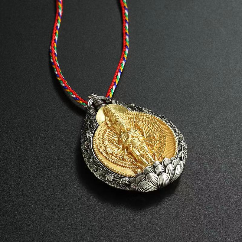 zensoullab High-End Zodiac Pendant Thousand-Hand Guanyin Vintage Distressed Unisex Tibetan Style Protection Necklace Ethnic Style Couple Pendant