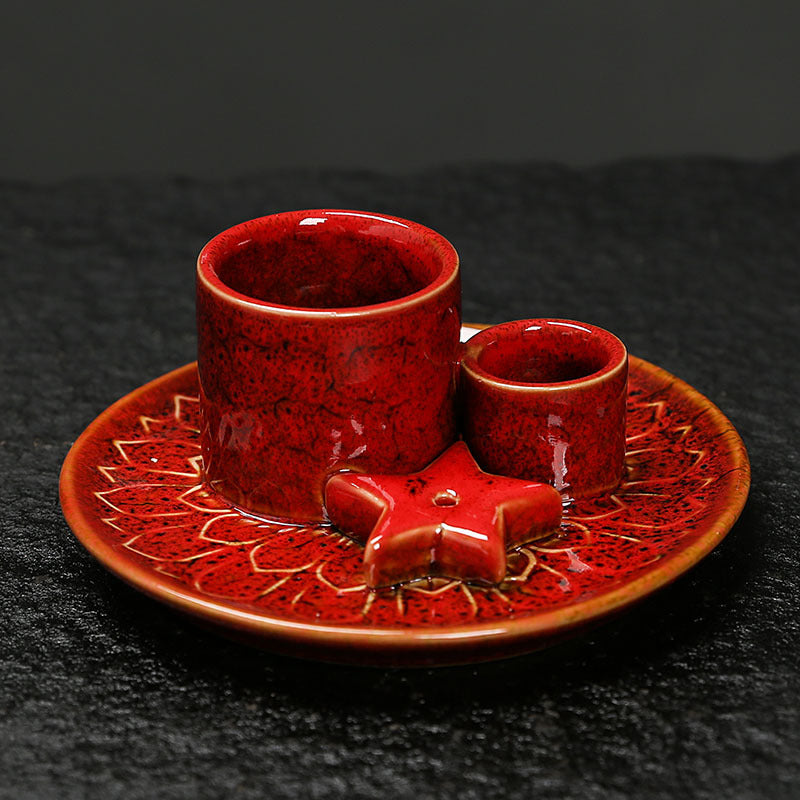 Ceramic Aromatherapy Candle Holder Aromatherapy Burner Simple Nordic Style Candle Cup Atmosphere Decoration Sage Holy Wood Plate
