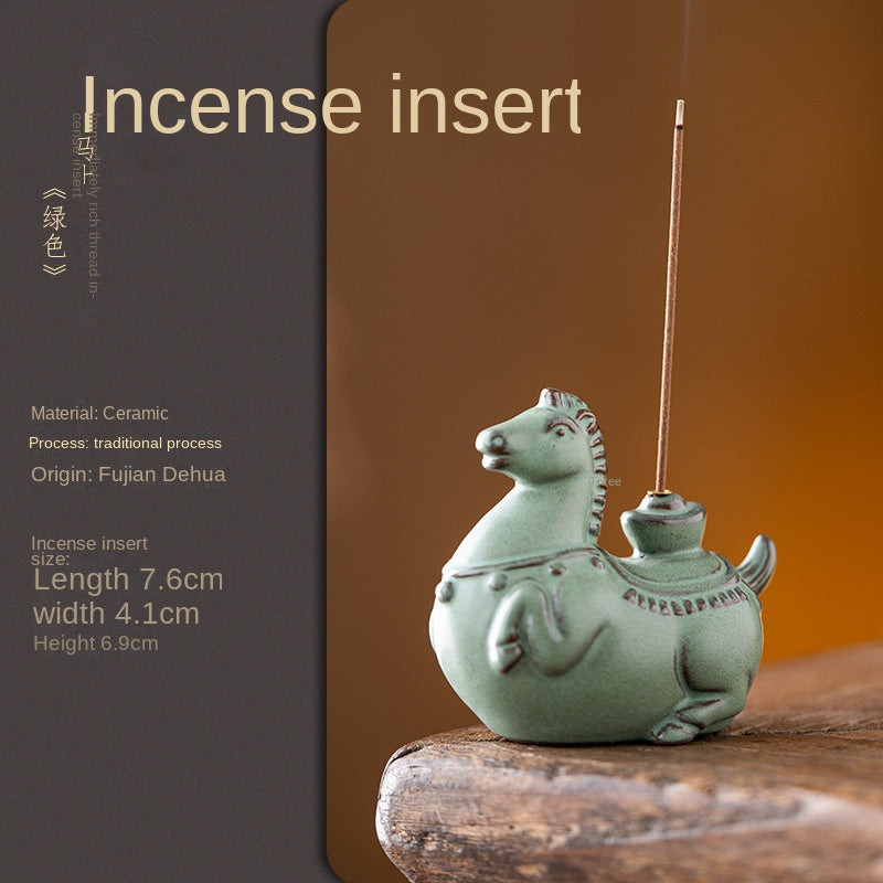 Zensoullab Tangma Celadon Line Incense Holder Ceramic Immediately Rich Creative Tea Table Decoration Vertical Incense Holder Gift Incense Holder Incense Ceremony