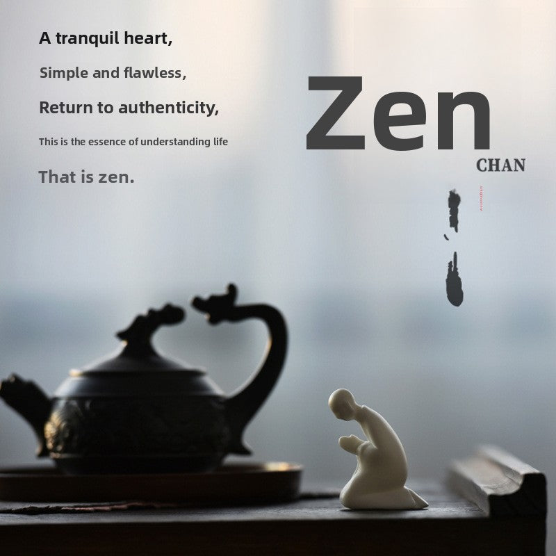 zensoullab Zen Ceramic Formless Buddha Figure Tea Ceremony Accessories Desktop Decoration White Porcelain Little Monk Bonsai Fish Tank Home Ornament