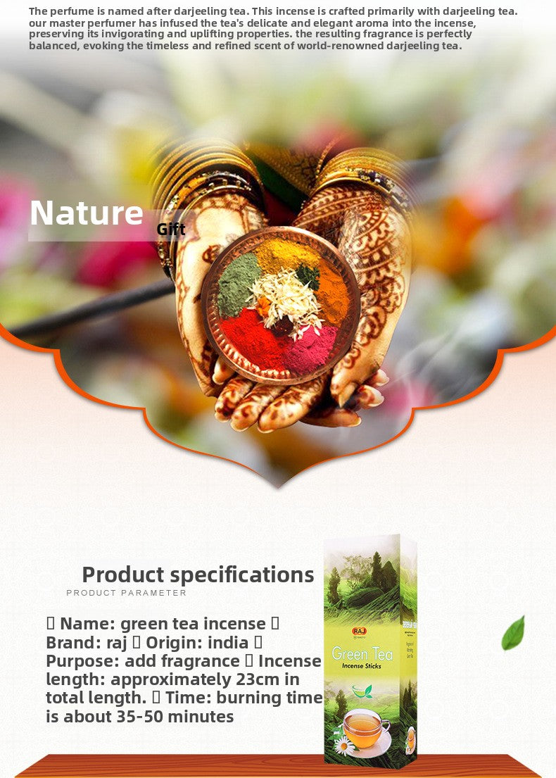 zensoullab Indian Incense Green Tea en Tea Authentic Indian Original Imported Handmade Aromatherapy Incense Stick 843