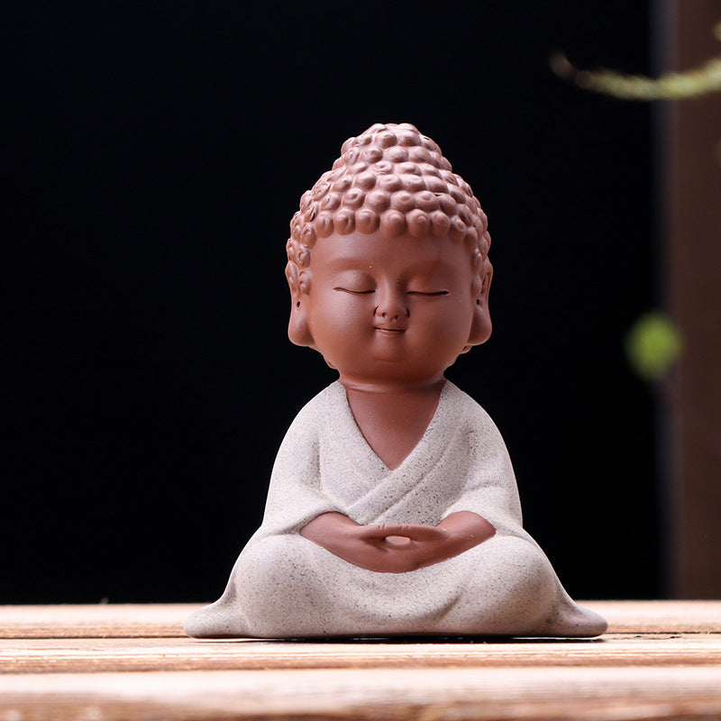 zensoullab Premium Handmade Purple Clay Buddha Tea Pet Tea Ceremony Tea Tray Accessories Car Dashboard Decoration Home Zen Ornament