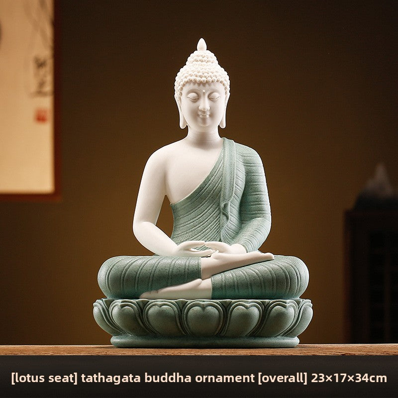 zensoullab Zen New Chinese Style Shakyamuni Buddha Lamp Circle Ornament Creative Home Interior Decoration Living Room Entrance Worship