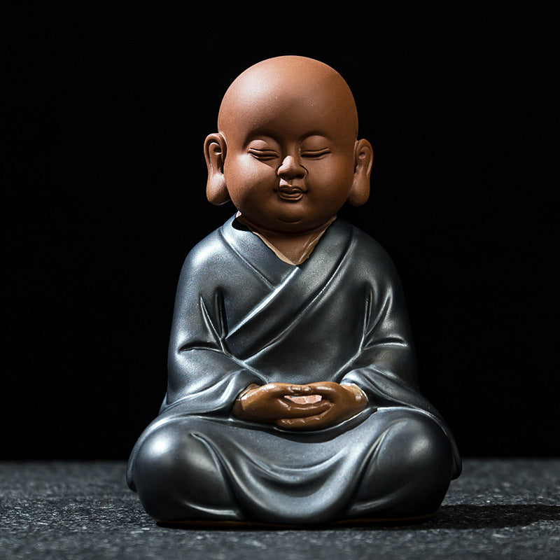 zensoullab Premium Yixing Zisha Little Monk Tea Pet Tea Tray Kung Fu Tea Set Accessories Ceramic Zen Little Sha Mu Figurine