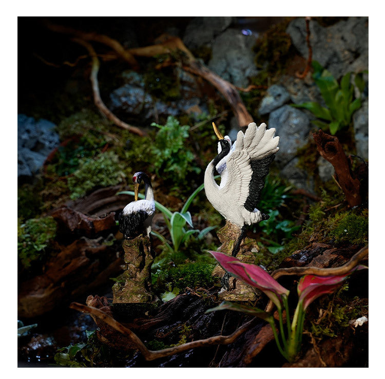 zensoullab Little White Crane Ornament Rockery Fish Tank Bonsai Landscape Decoration Crane Small Ornament Zen Living Room Flying Crane Decoration