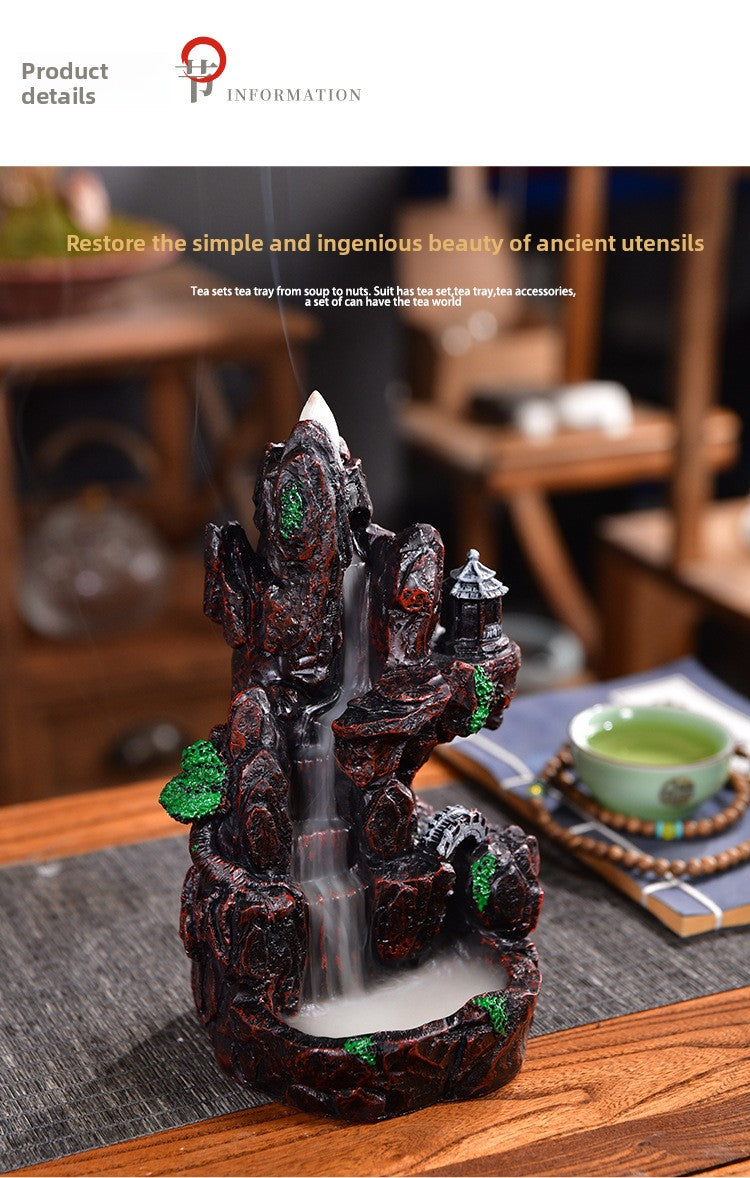 zensoullab Backflow Incense Sandalwood Indoor Aromatherapy Burner Home Living Room Resin Mountain Water Creative Small Ornament Incense Burner